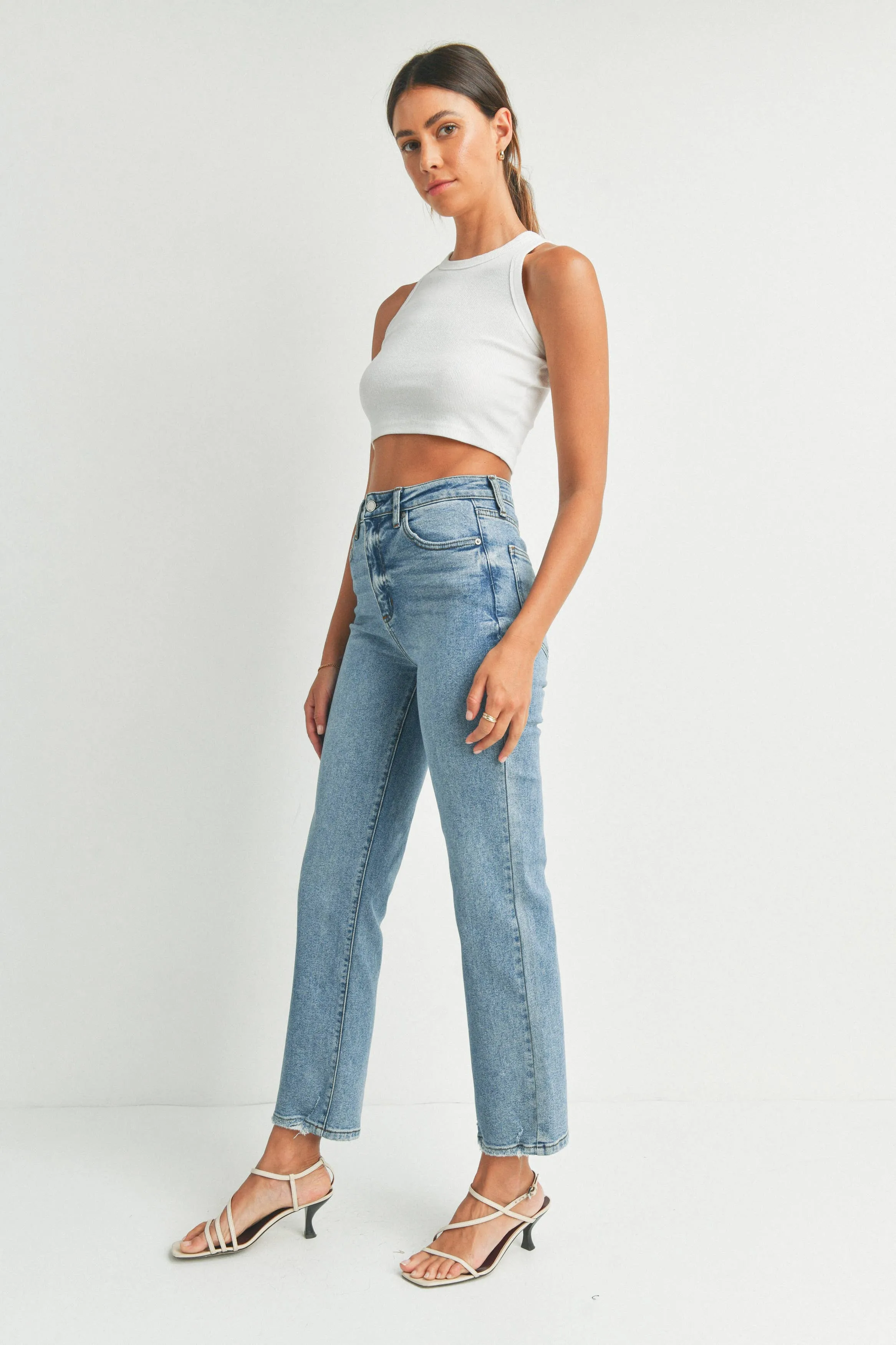 Sydney Straight High Rise Clean Leg Denim Jeans