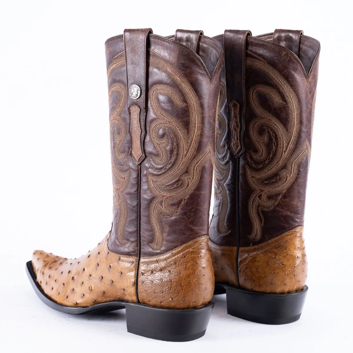 TANNER MARK EXOTIC LEATHER Ostrich MD Antique Cowboy Boots Snip Toe