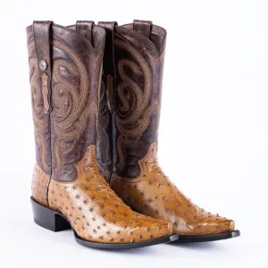 TANNER MARK EXOTIC LEATHER Ostrich MD Antique Cowboy Boots Snip Toe