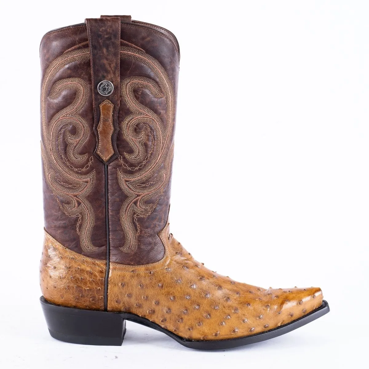 TANNER MARK EXOTIC LEATHER Ostrich MD Antique Cowboy Boots Snip Toe