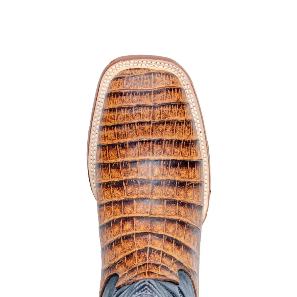 TANNER MARK MEN'S Caiman Belly Cognac Western Boots Whit Hybrid Sole