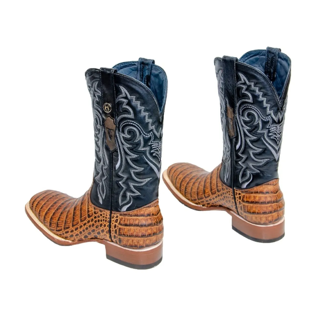 TANNER MARK MEN'S Caiman Belly Cognac Western Boots Whit Hybrid Sole