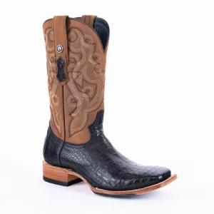 TANNER MARK MEN'S EXOTIC LEATHER Caiman Belly Black Western Boots Hybrid Sole