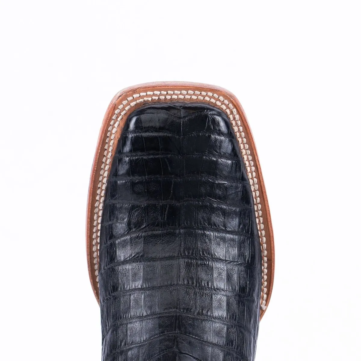 TANNER MARK MEN'S EXOTIC LEATHER Caiman Belly Black Western Boots Hybrid Sole