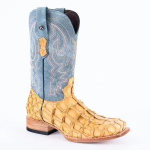 TANNER MARK MEN'S EXOTIC LEATHER Fish Antique Pull up Cowboy Boots