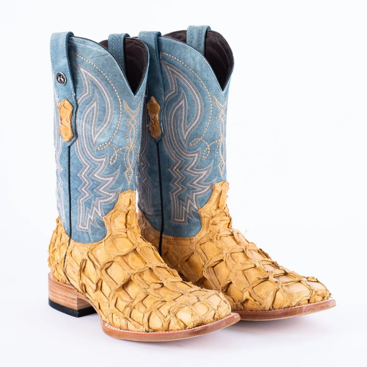 TANNER MARK MEN'S EXOTIC LEATHER Fish Antique Pull up Cowboy Boots