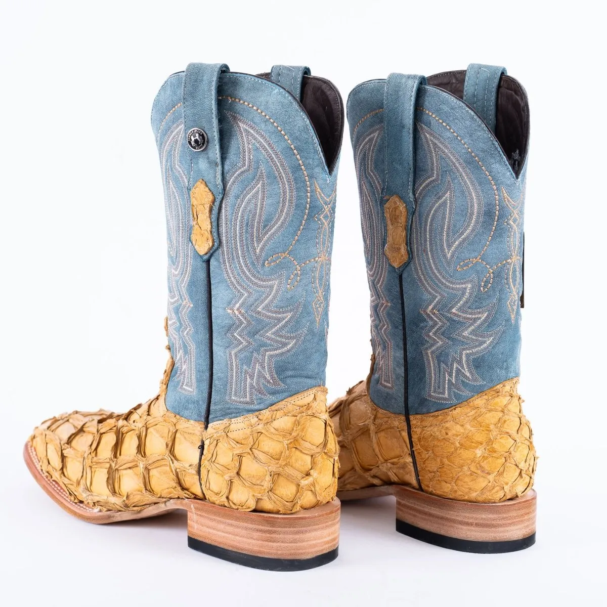 TANNER MARK MEN'S EXOTIC LEATHER Fish Antique Pull up Cowboy Boots