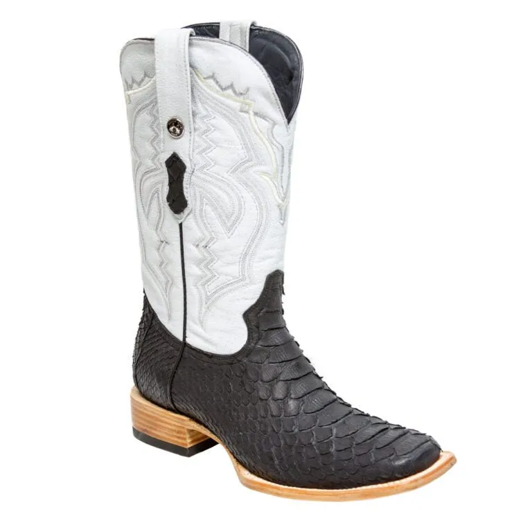 TANNER MARK MEN'S EXOTIC LEATHER Matte Python Black Cowboy Boots