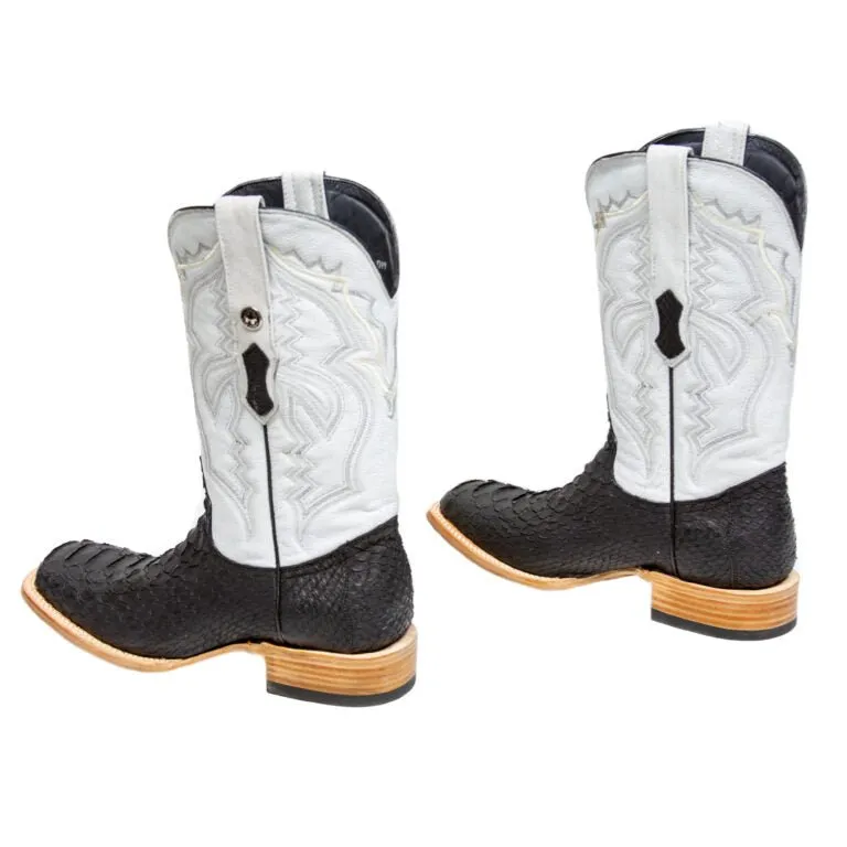 TANNER MARK MEN'S EXOTIC LEATHER Matte Python Black Cowboy Boots