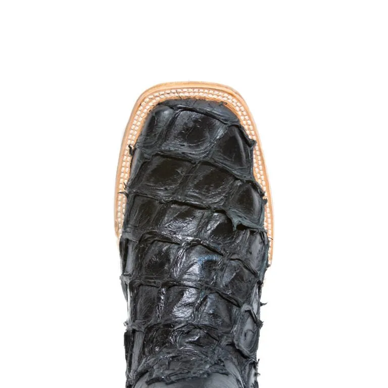 TANNER MARK MEN'S EXOTIC LEATHER Monster Fish Classic Black Cowboy Boots