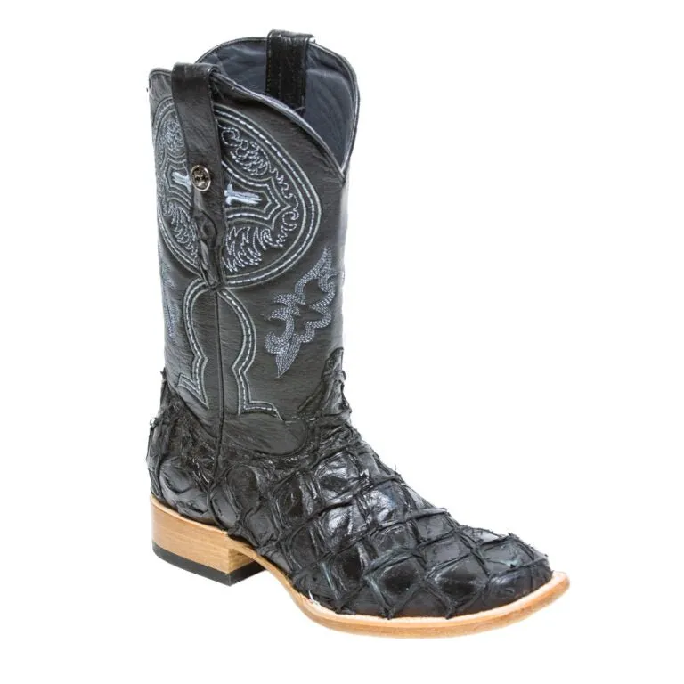 TANNER MARK MEN'S EXOTIC LEATHER Monster Fish Classic Black Cowboy Boots