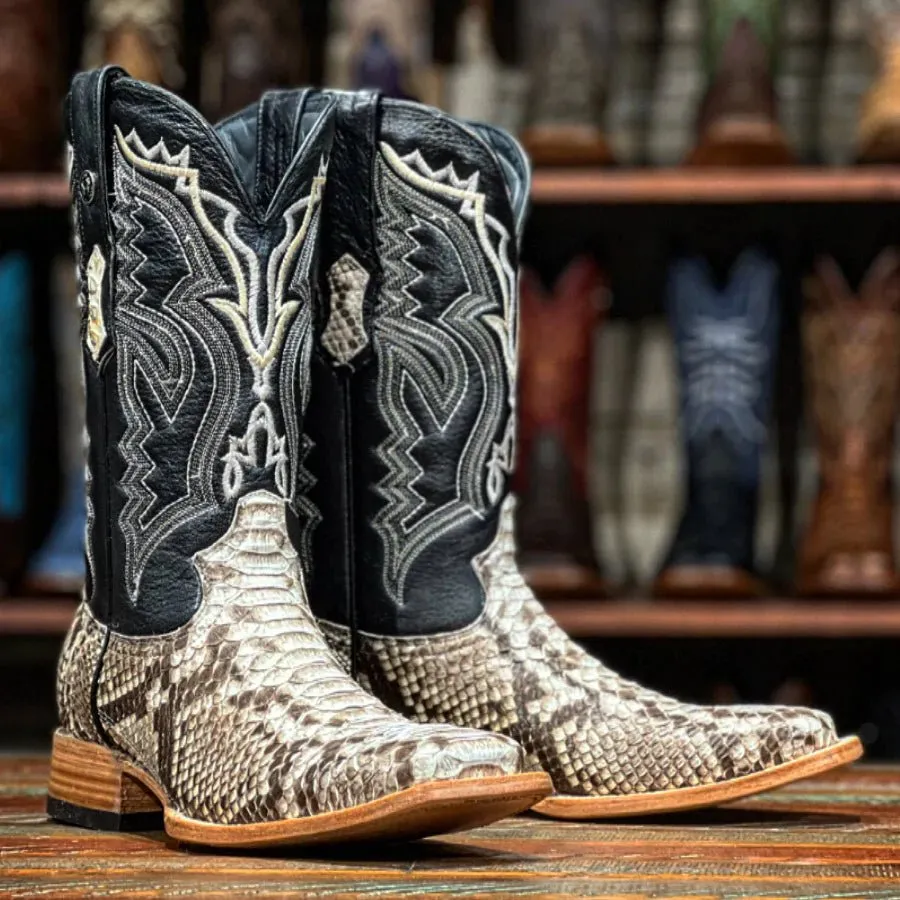 TANNER MARK MEN'S EXOTIC LEATHER Python Natural Cowboy Boots
