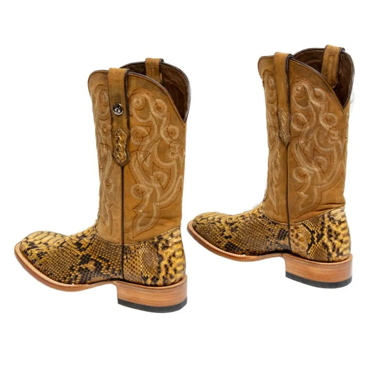 TANNER MARK MEN'S EXOTIC LEATHER Python Pull Up Antique Cowboy Boots