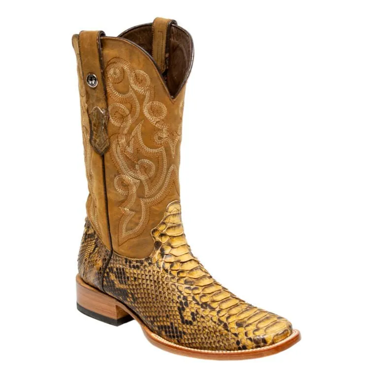 TANNER MARK MEN'S EXOTIC LEATHER Python Pull Up Antique Cowboy Boots