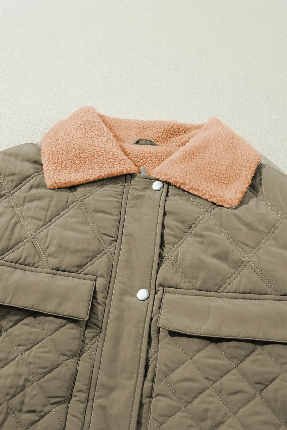 Teddy Collar Flap Quilted Puffer Jacket