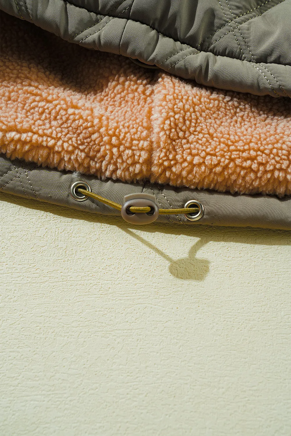 Teddy Collar Flap Quilted Puffer Jacket