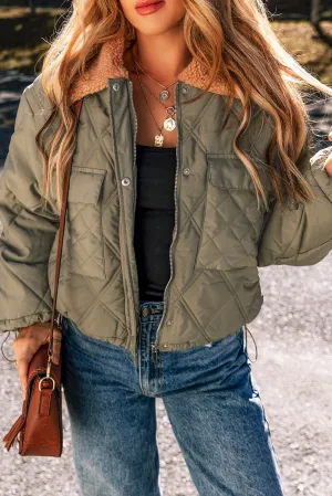 Teddy Collar Flap Quilted Puffer Jacket
