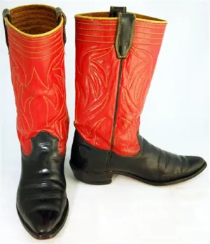 Texas Boot Co Vintage Mens Cowboy Boots Red/Black sz 8-1/2B