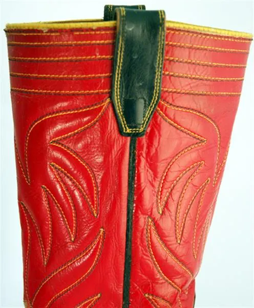 Texas Boot Co Vintage Mens Cowboy Boots Red/Black sz 8-1/2B