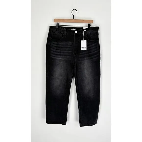 The Fine Print Womens High Rise Wide Leg Denim Jeans Black Size 20P NWT