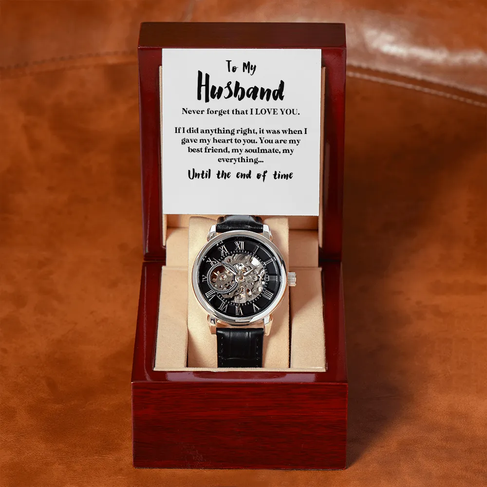 To My Husband | My Soulmate Forever | Luxury Openface Men's Watch With Genuine Leather Band