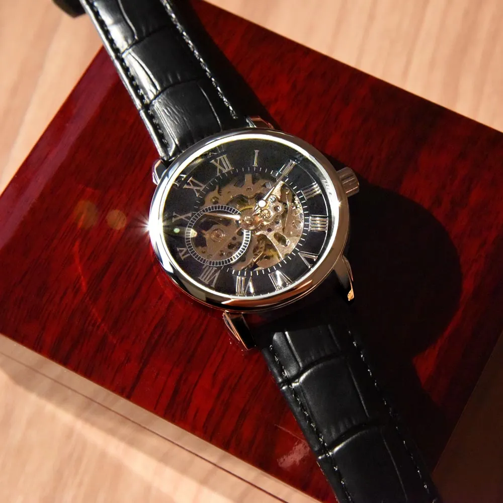 To My Soulmate | Every Second | Luxury Openface Men's Watch With Genuine Leather Band