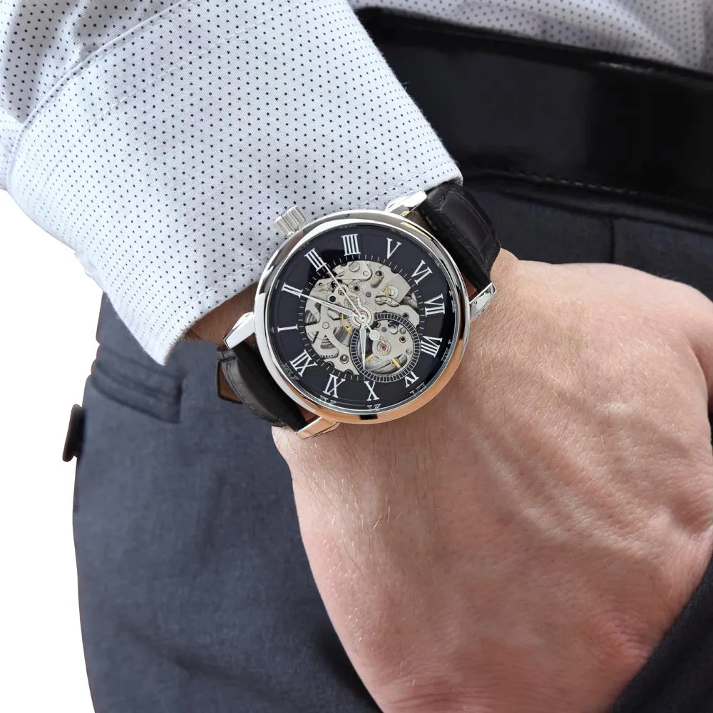 To My Soulmate | Every Second | Luxury Openface Men's Watch With Genuine Leather Band