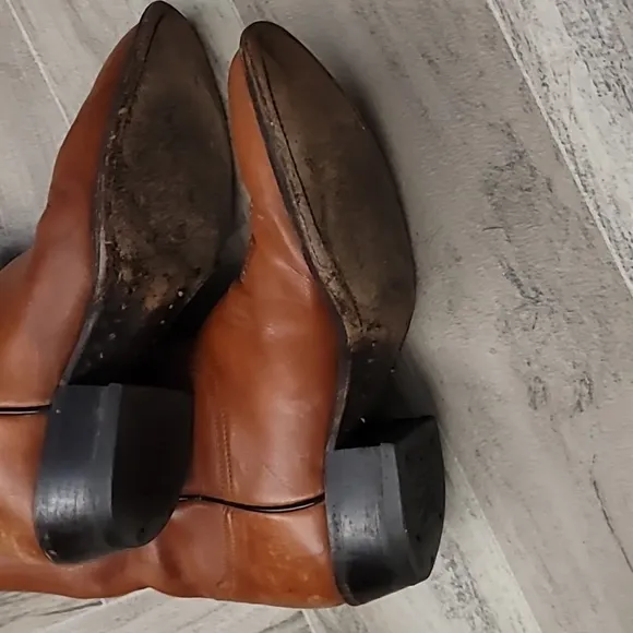 Tony Lama tall chestnut cowboy boots 8EE