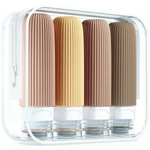 Travel Bottles for Toiletries, Tsa Approved 3Oz Portable Travel Bottles, BPA Free Leak Proof Squeezable Silicone Travel Size Containers, Travel Accessories with Clear Toiletry Bag (4 Pack)