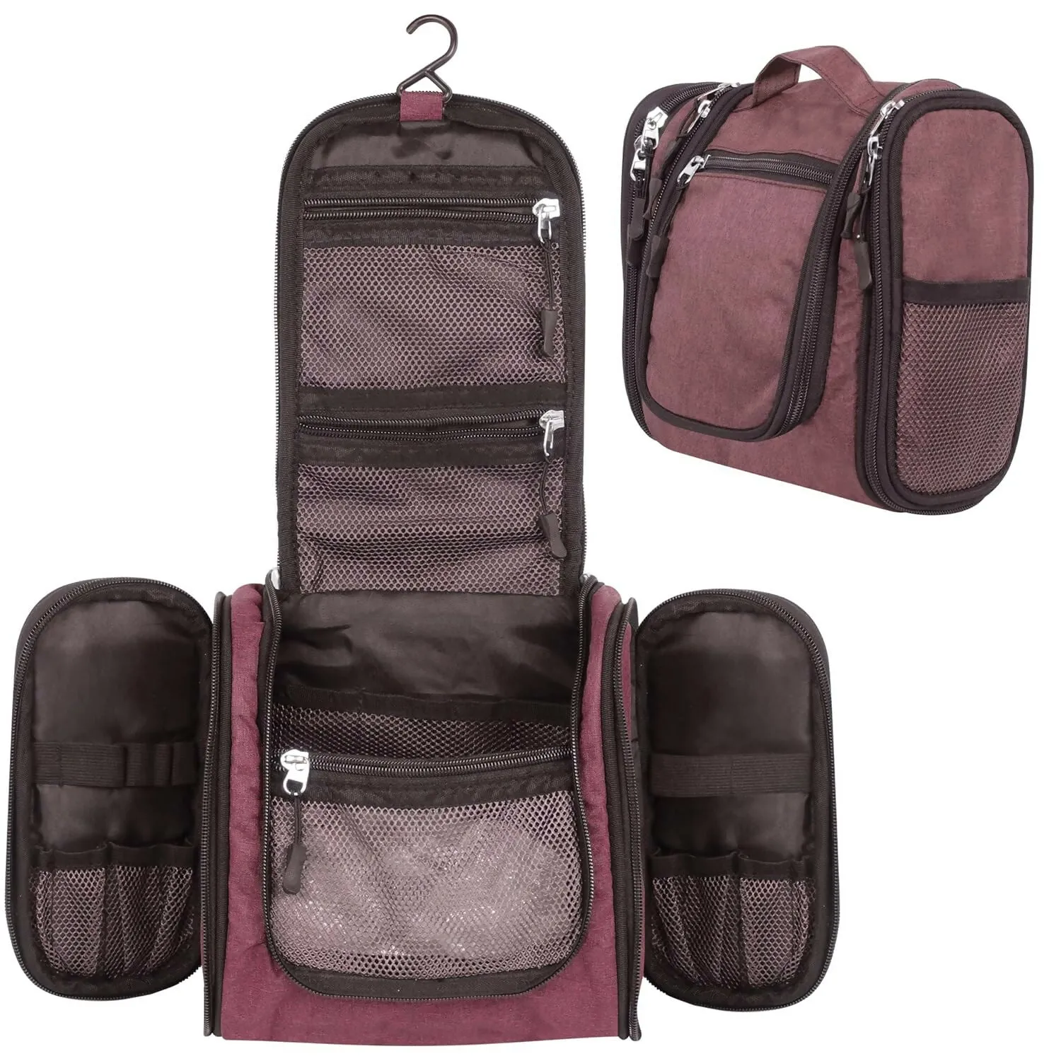 Travel Makeup & Toiletry Organizer Bag (Maroon)