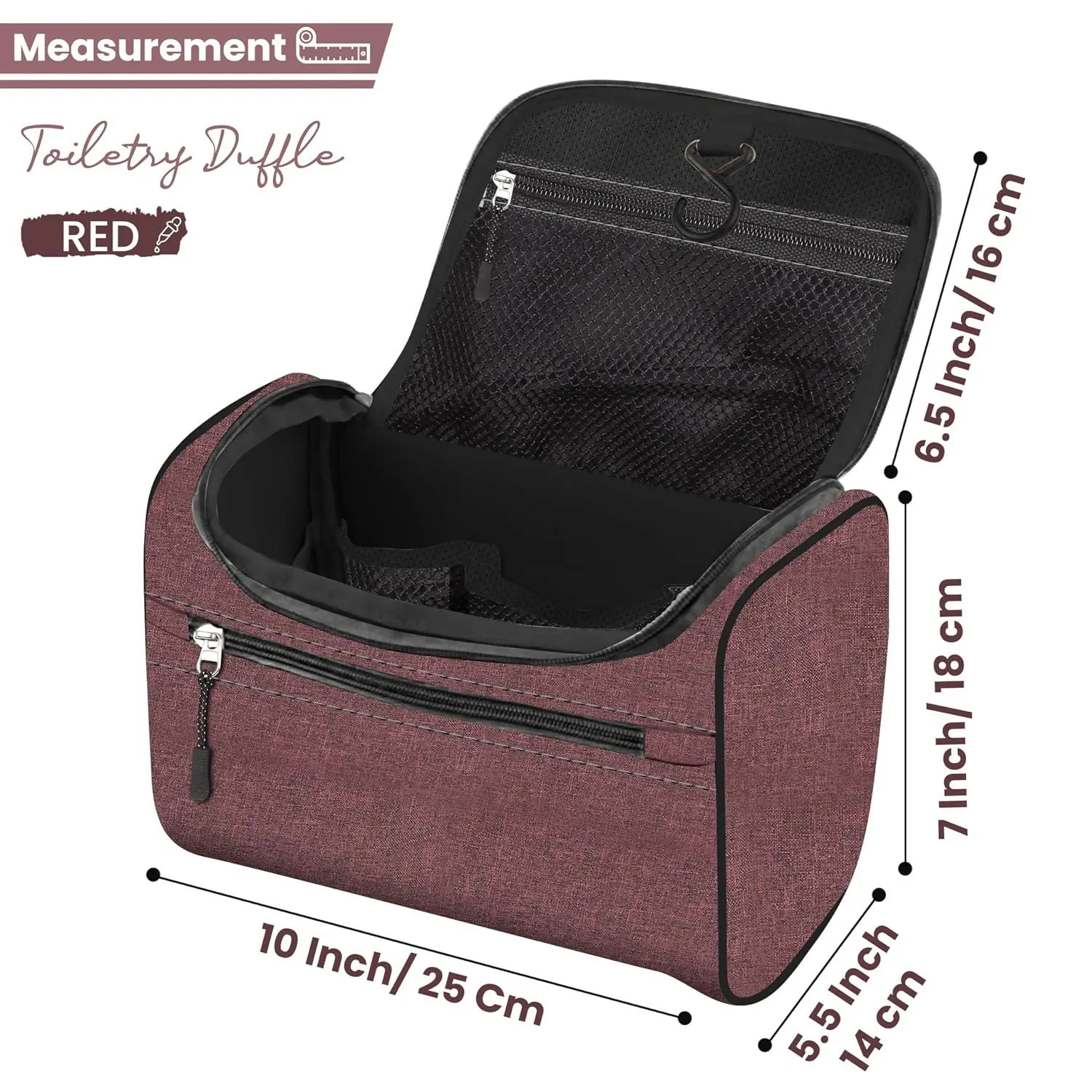 Travel Makeup & Toiletry Organizer Bag (Maroon)