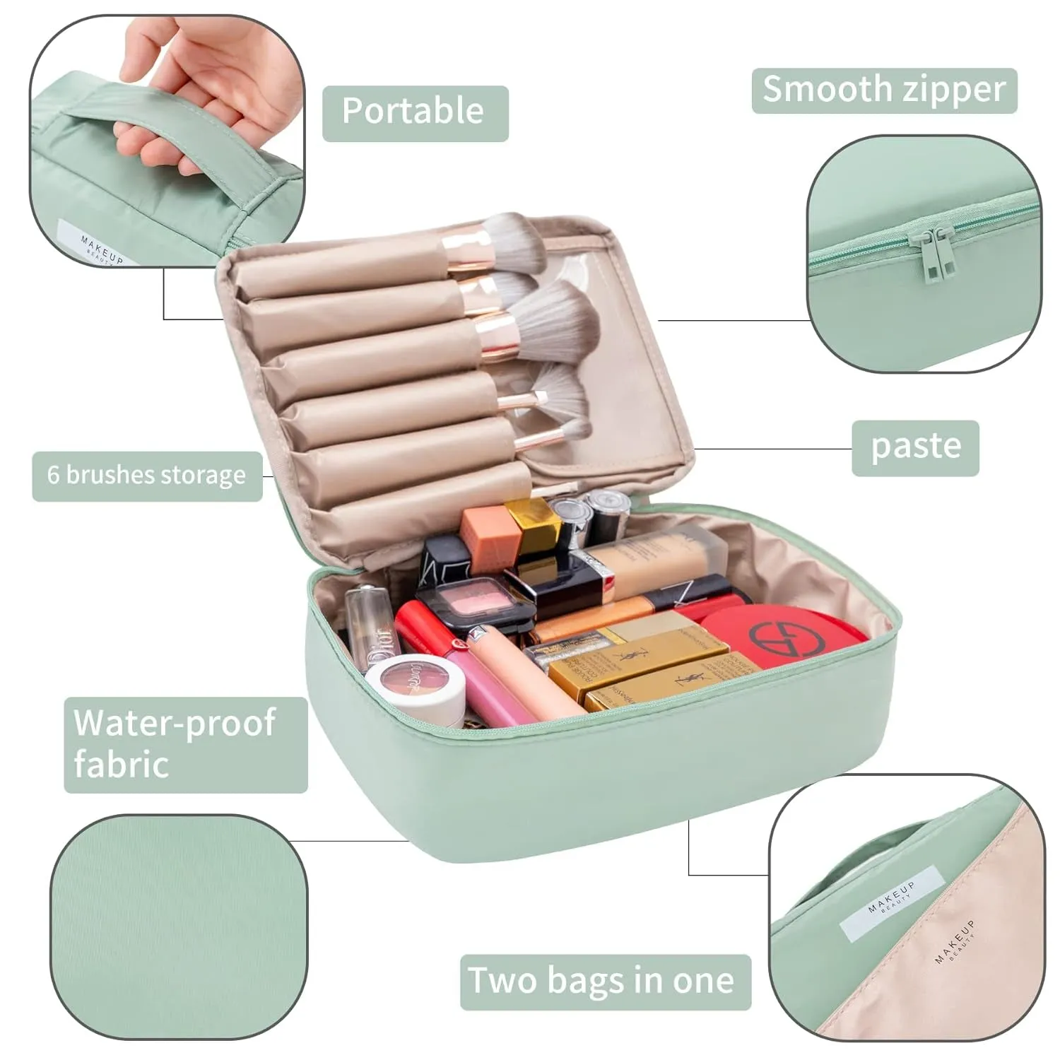 Travel Makeup Bag Cosmetic Bag Makeup Bag Toiletry Bag for Women and Men (Green)
