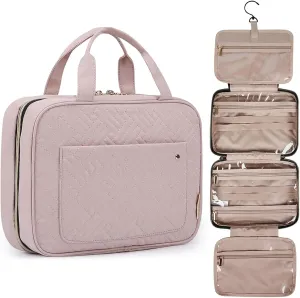 Travel Toiletry Bag with Hanging Hook, Waterproof Makeup Organizer Bag, Baby Pink