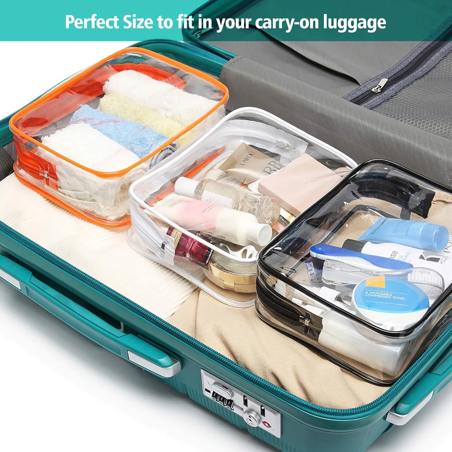 TSA Approved Waterproof Clear Makeup Toiletry Bag for Women and Men
