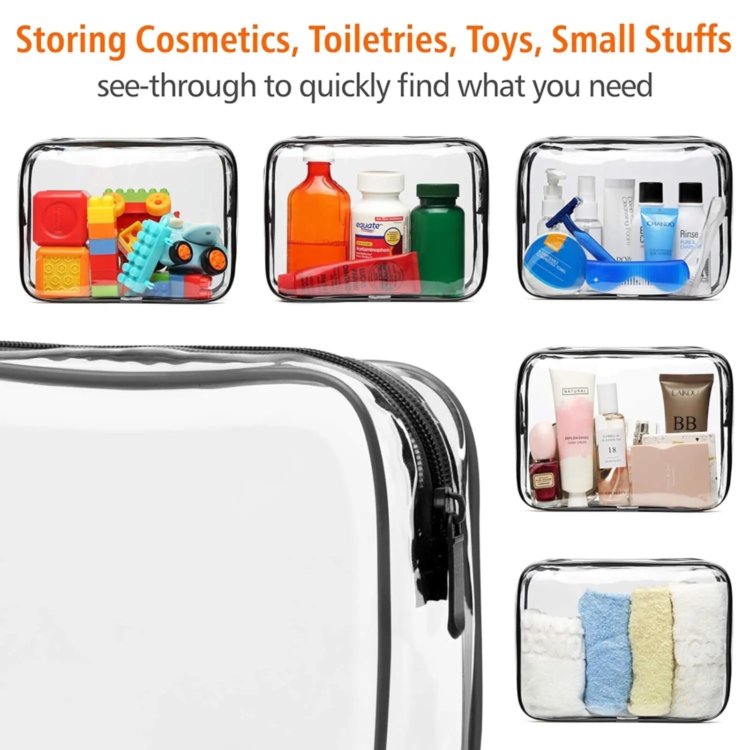 TSA Approved Waterproof Clear Makeup Toiletry Bag for Women and Men