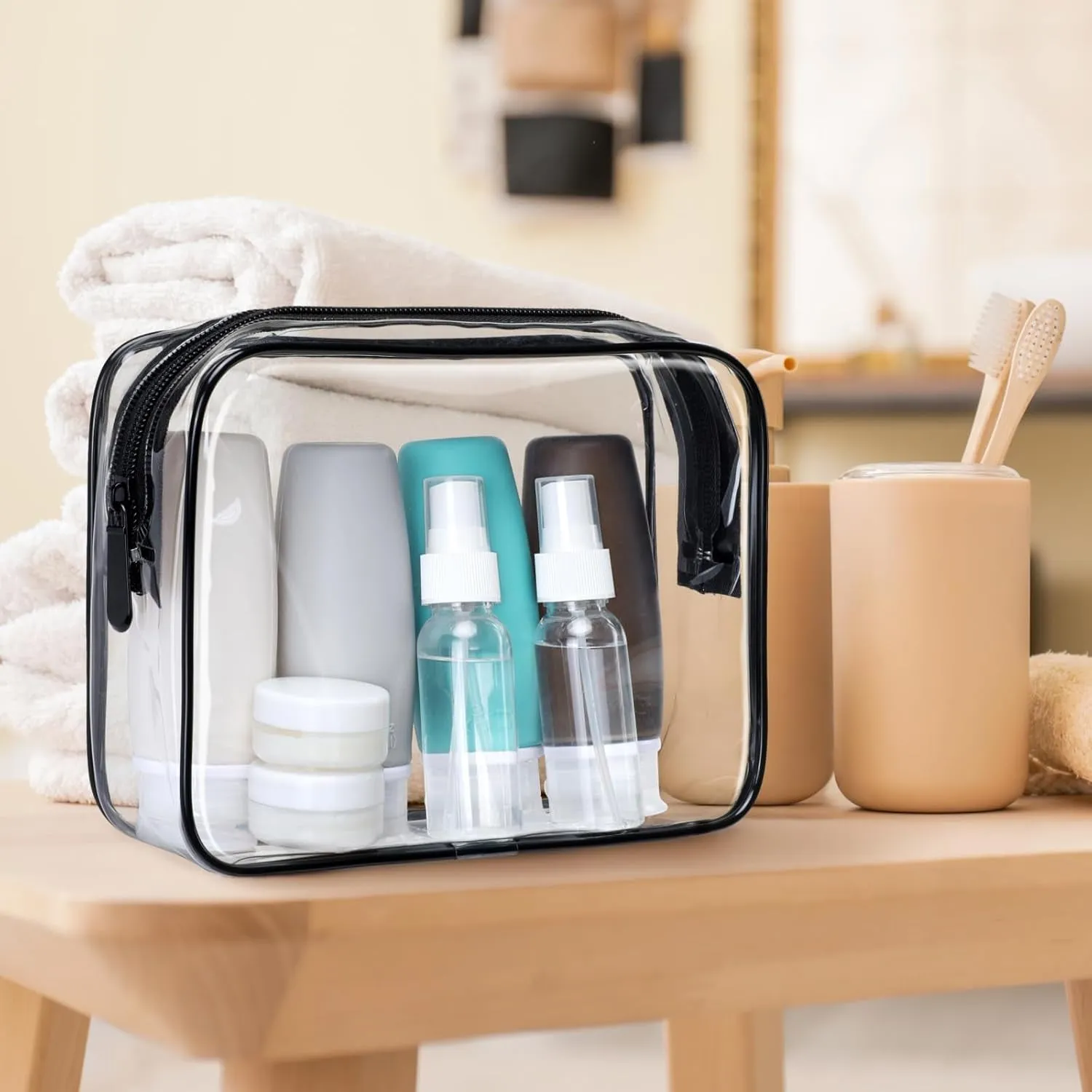 TSA Approved Waterproof Clear Makeup Toiletry Bag for Women and Men