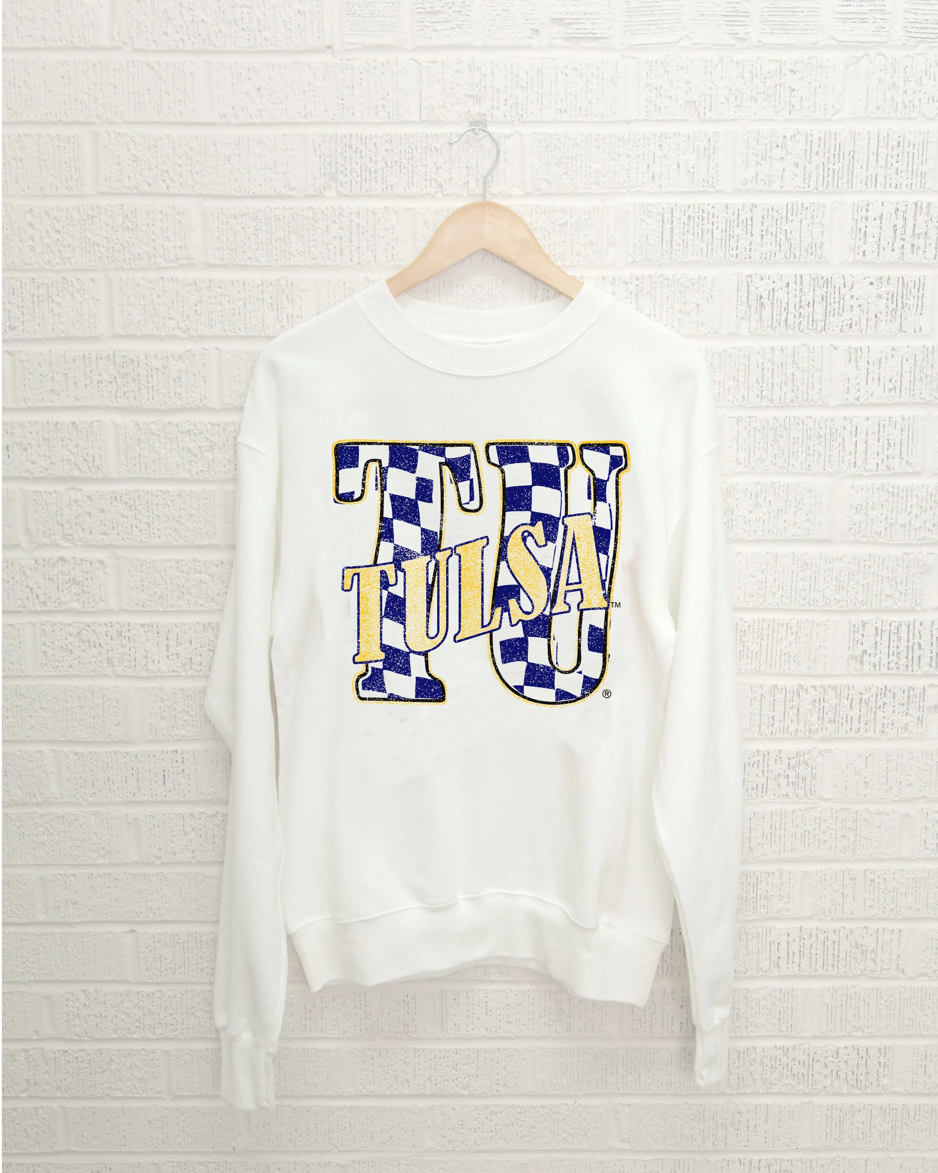 TU Twisted Check White Thrifted Sweatshirt