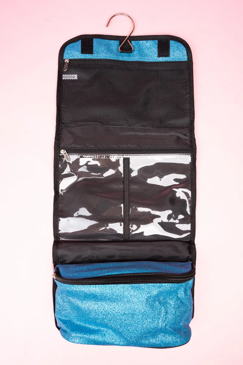 Turquoise Glitz & Glam Roll Up Cosmetic Bag