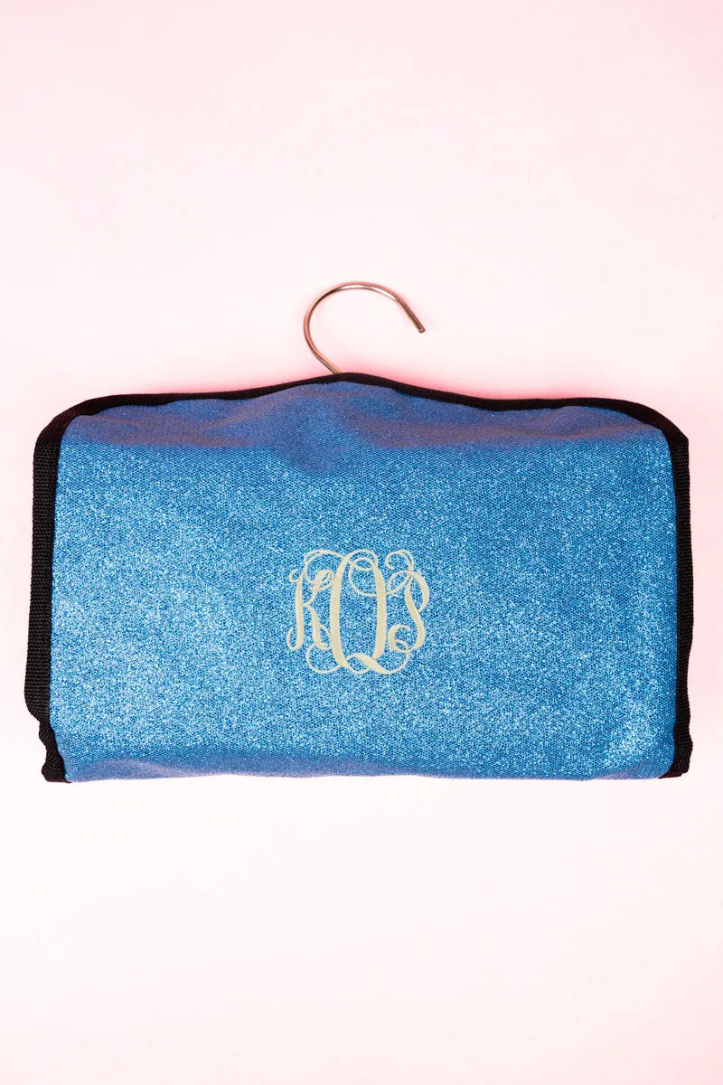 Turquoise Glitz & Glam Roll Up Cosmetic Bag