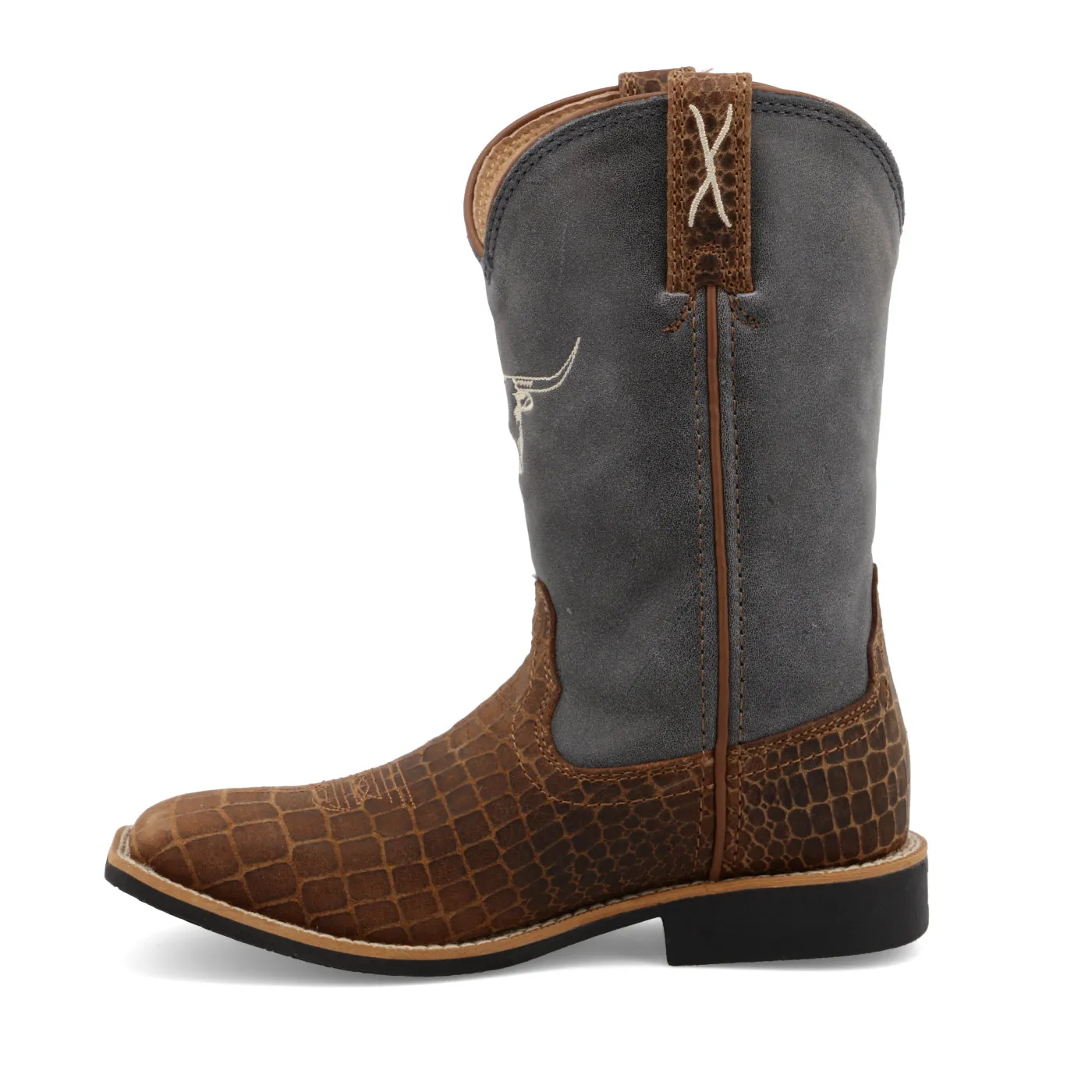 Twisted X Kid's Top Hand-Chocolate and Dusty Blue