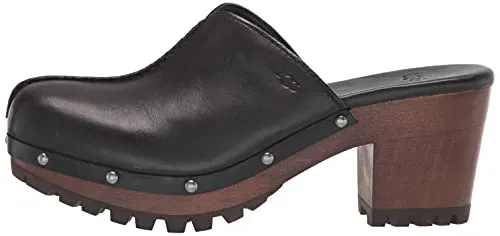 UGG Women's Judi Clog, Black Leather, 12