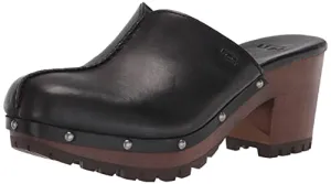UGG Women's Judi Clog, Black Leather, 12