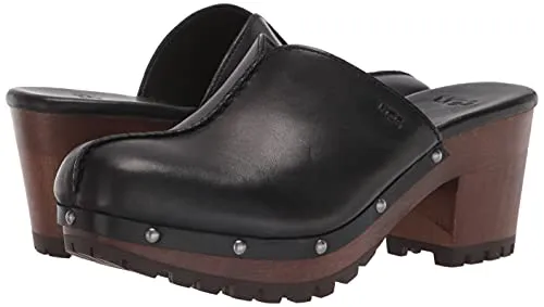 UGG Women's Judi Clog, Black Leather, 12