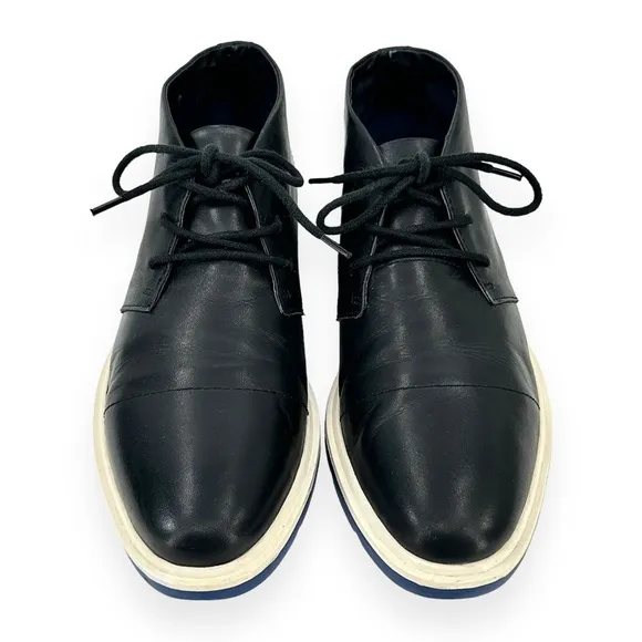United Nude FLX Desert Black, White, &amp; Blue Leather &amp; Rubber Desert Boots sz 41