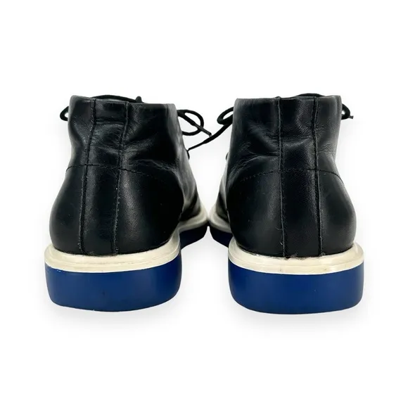 United Nude FLX Desert Black, White, &amp; Blue Leather &amp; Rubber Desert Boots sz 41