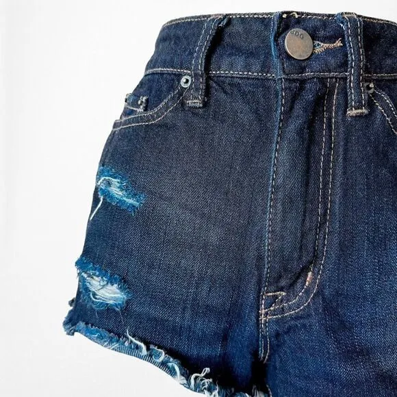 Urban Outfitters Dark Wash High Waisted Distressed Destroyed Shorts Size 24/S/XS