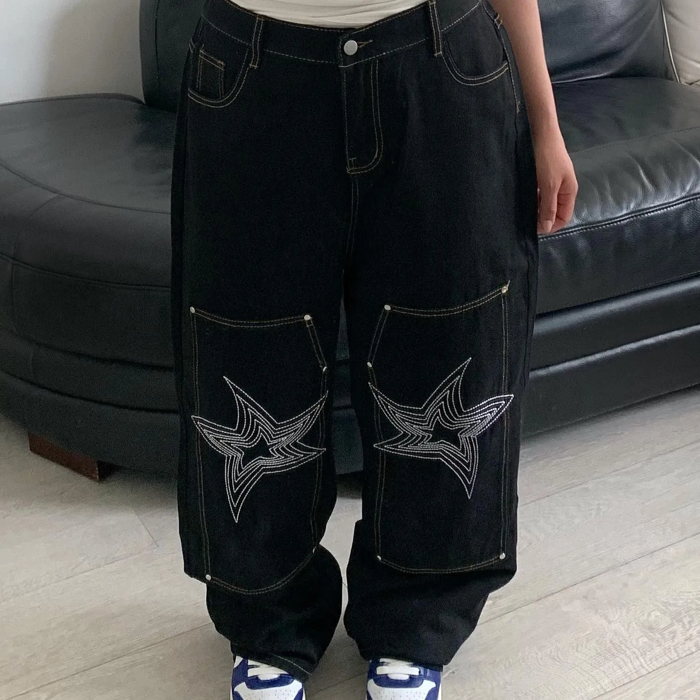 Urban Star Embroidery Straight Leg Jeans