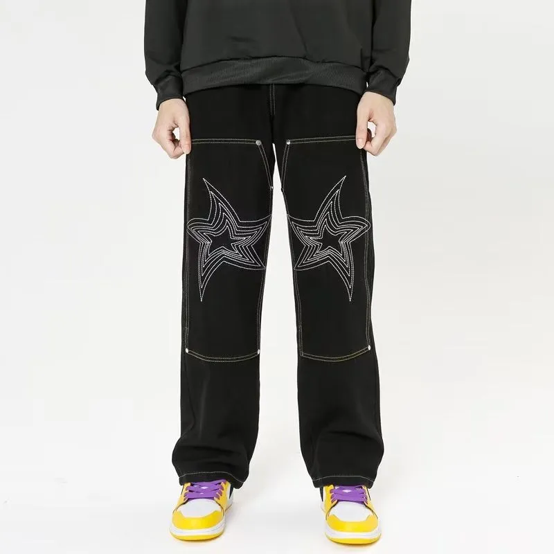 Urban Star Embroidery Straight Leg Jeans