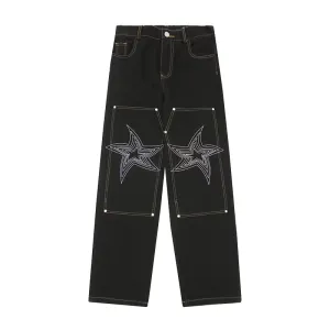 Urban Star Embroidery Straight Leg Jeans
