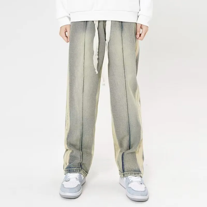 Urban Stripe Distressed Straight Leg Jeans